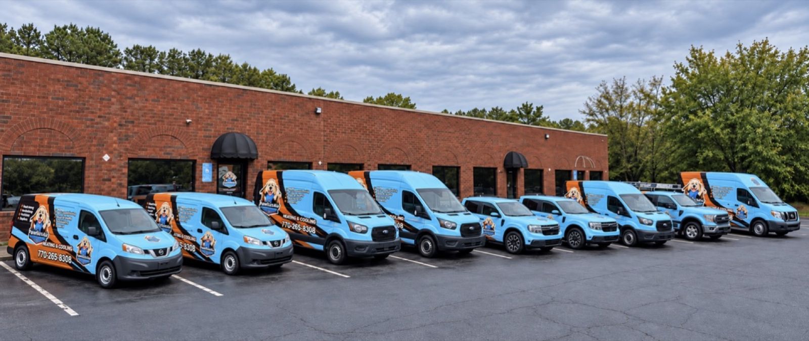 The Southeast fleet lined up outside the office