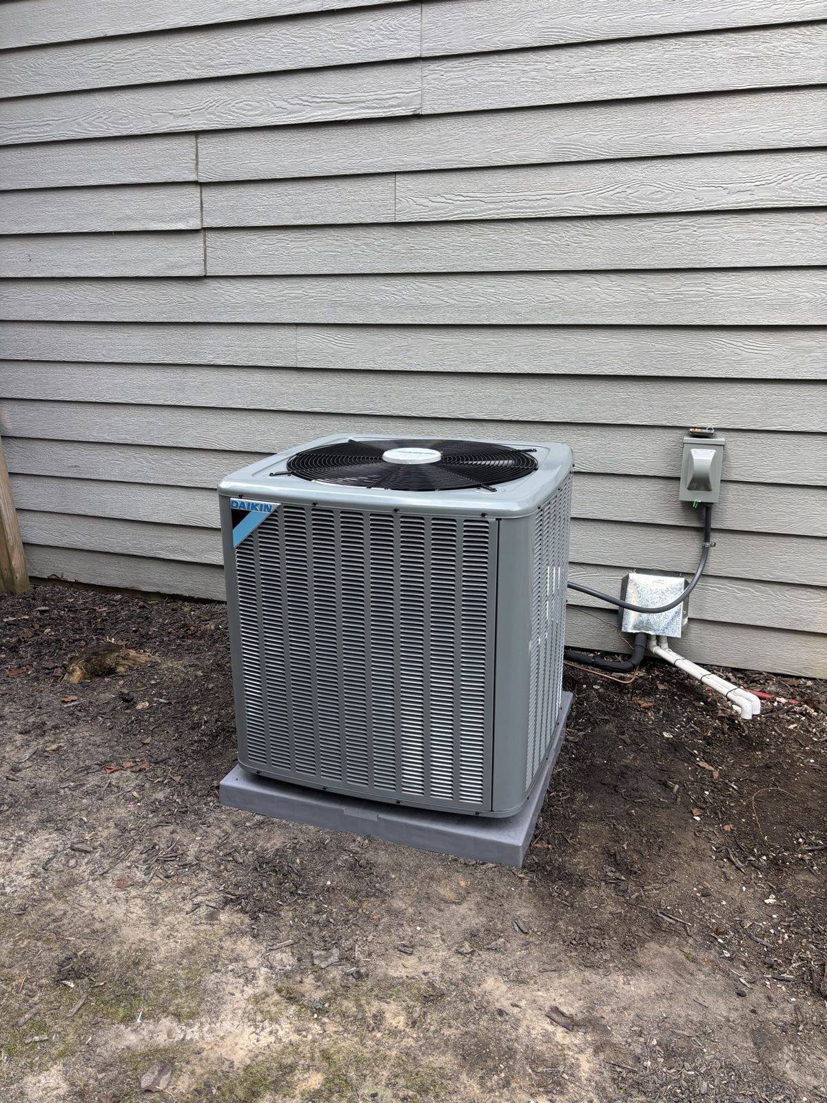 A freshly installed outdoor unit