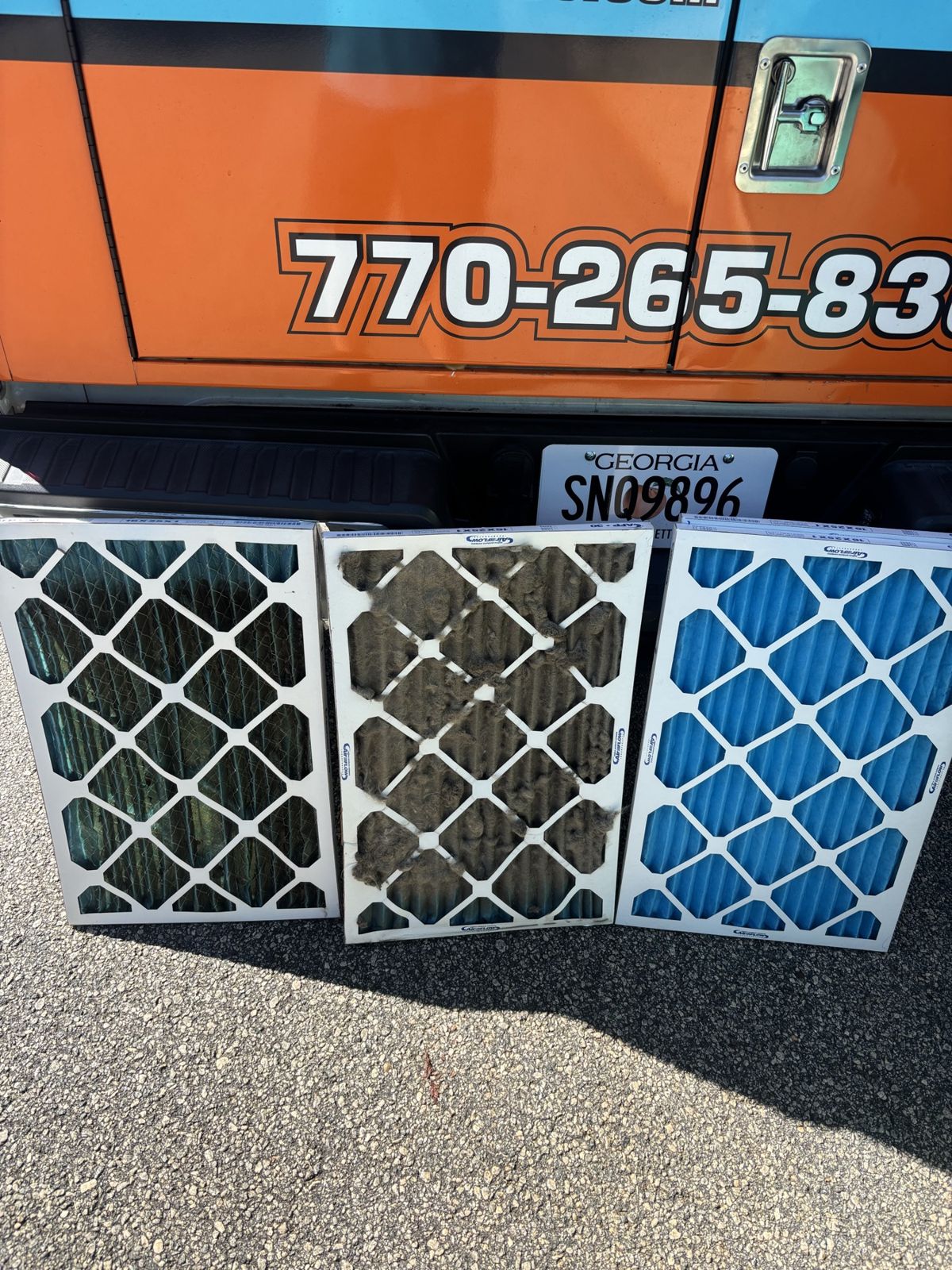 Dirty filters replaced during a maintenance visit