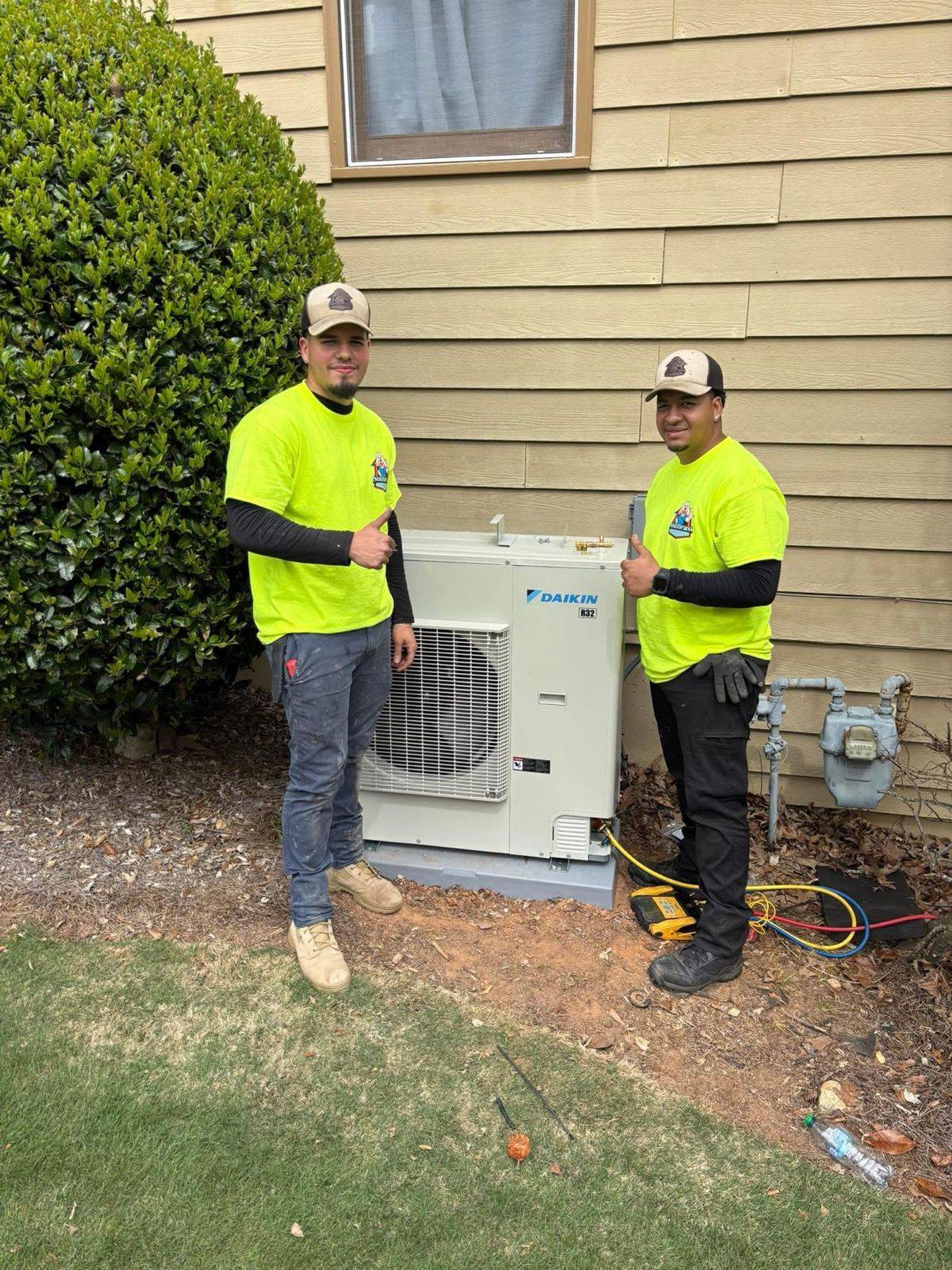 Southeast technicians with a newly installed ductless mini-split